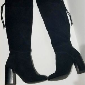 STEVE MADDEN Black OVER THE KNEE SUEDE BOOTS 6.5